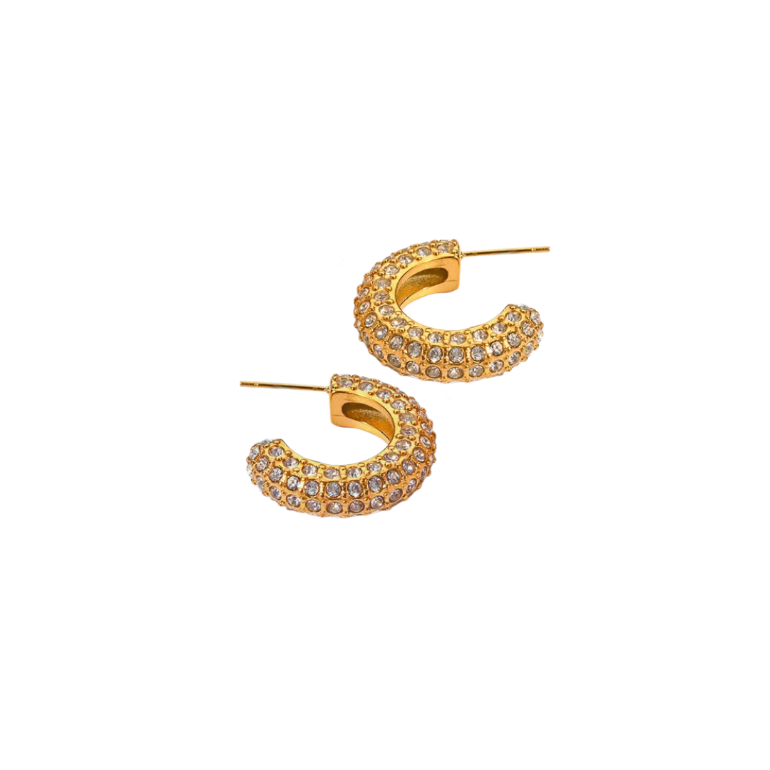 Half moon full zircon hoops