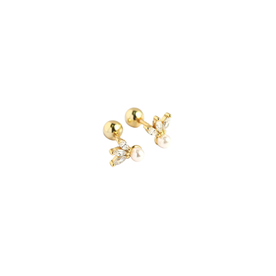 pearly+zircon piercing studs