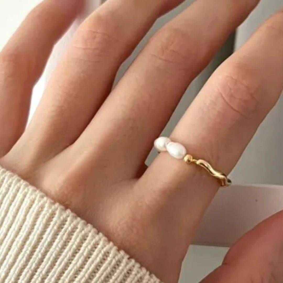 beaded pearl ring