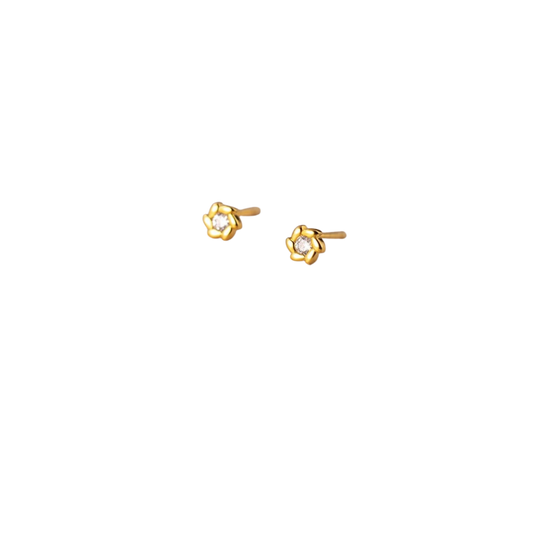 Flower+zircon piercings studs