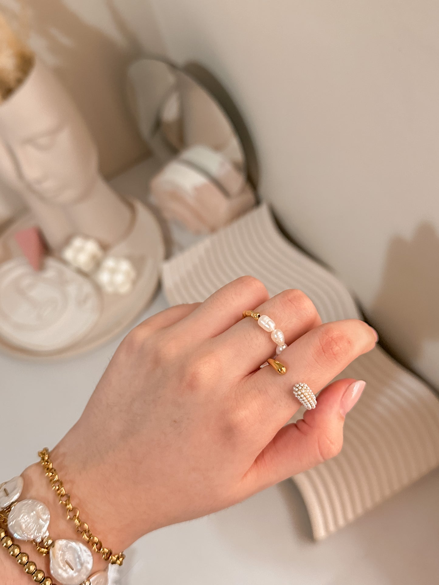 Pave pearl ring