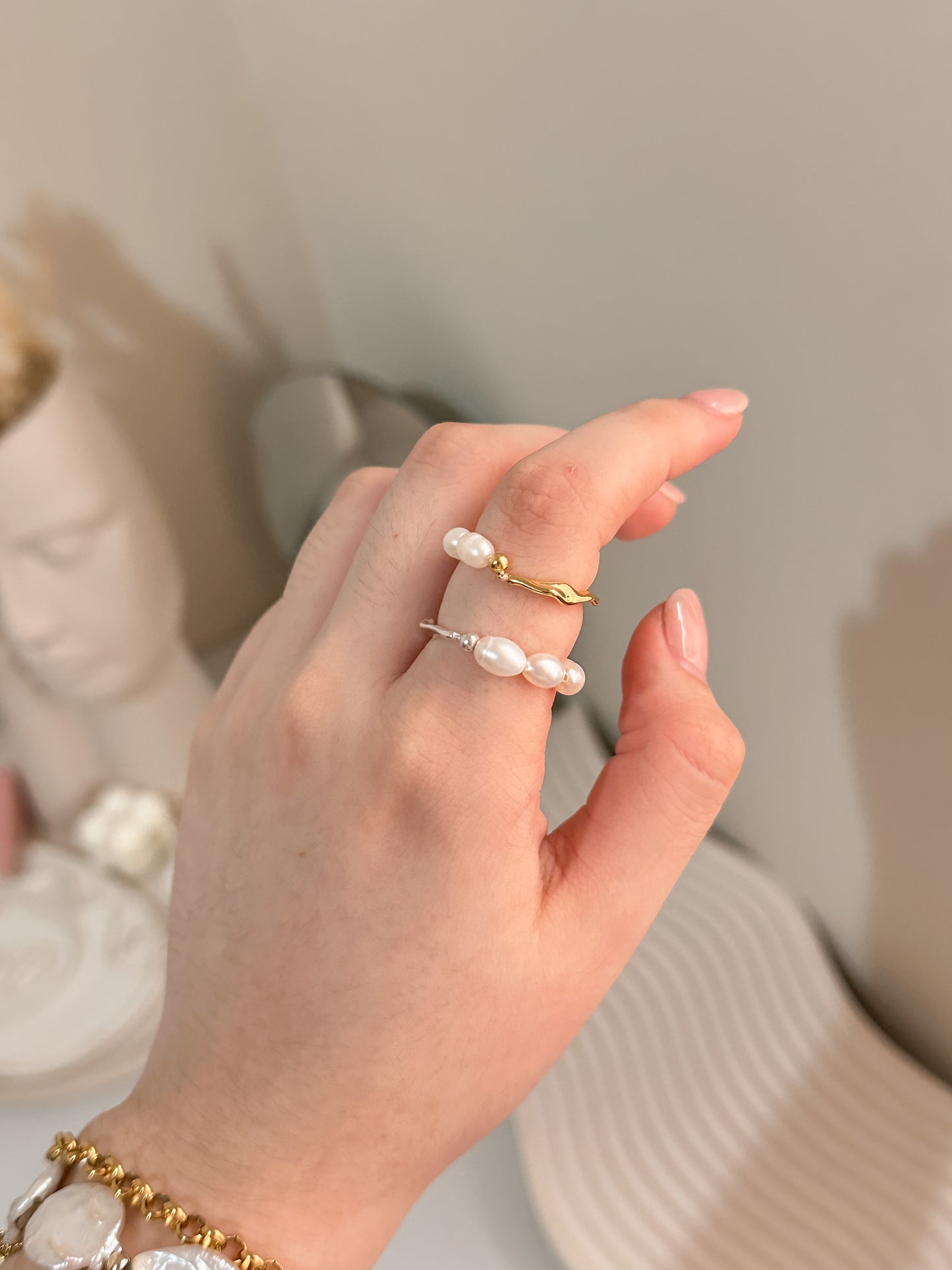 beaded pearl ring