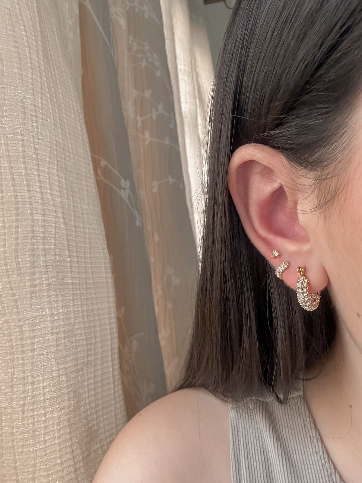 Zircon flower piercings studs