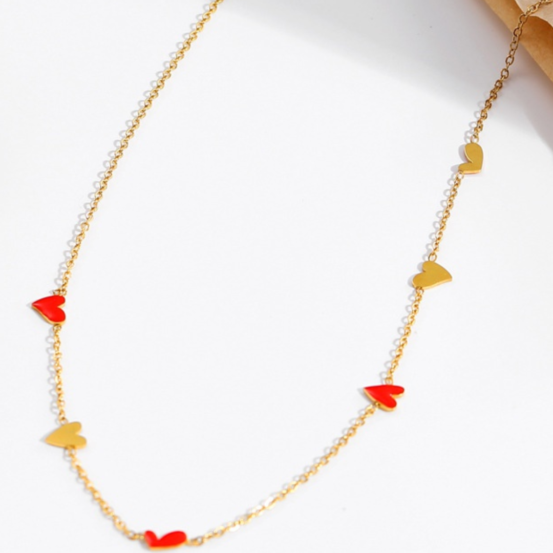 red&golden hearts necklace