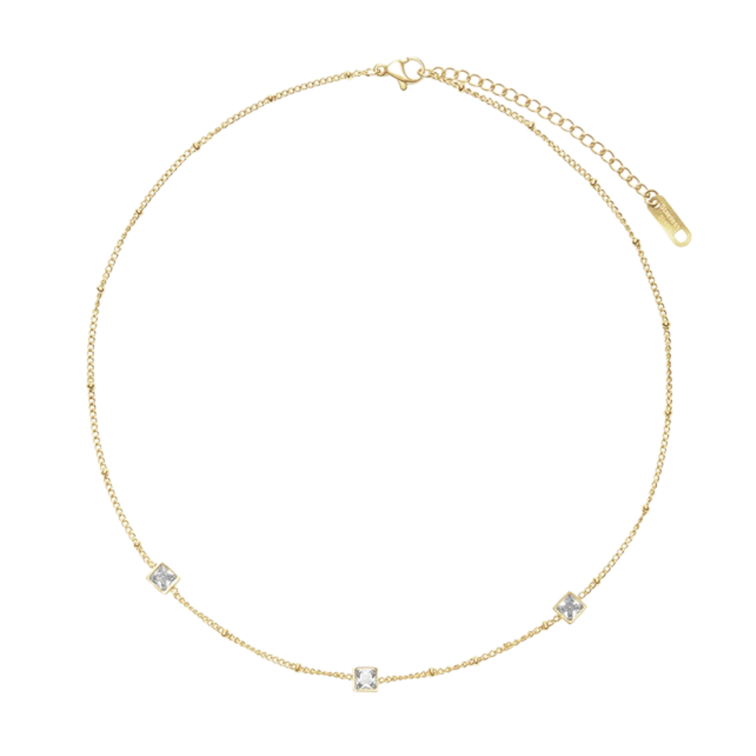 square&zircon necklace
