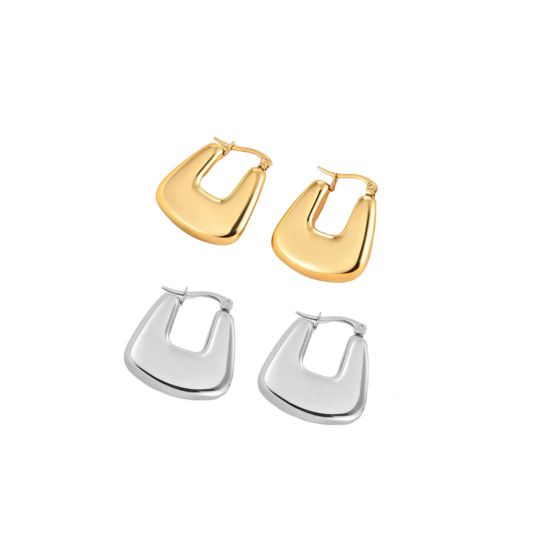 Square golden hoops