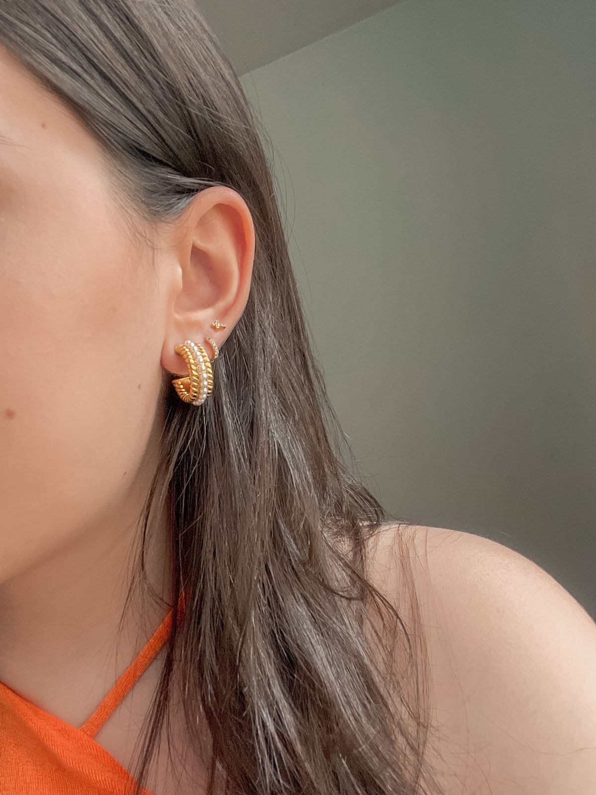 Hoops pearls and golden