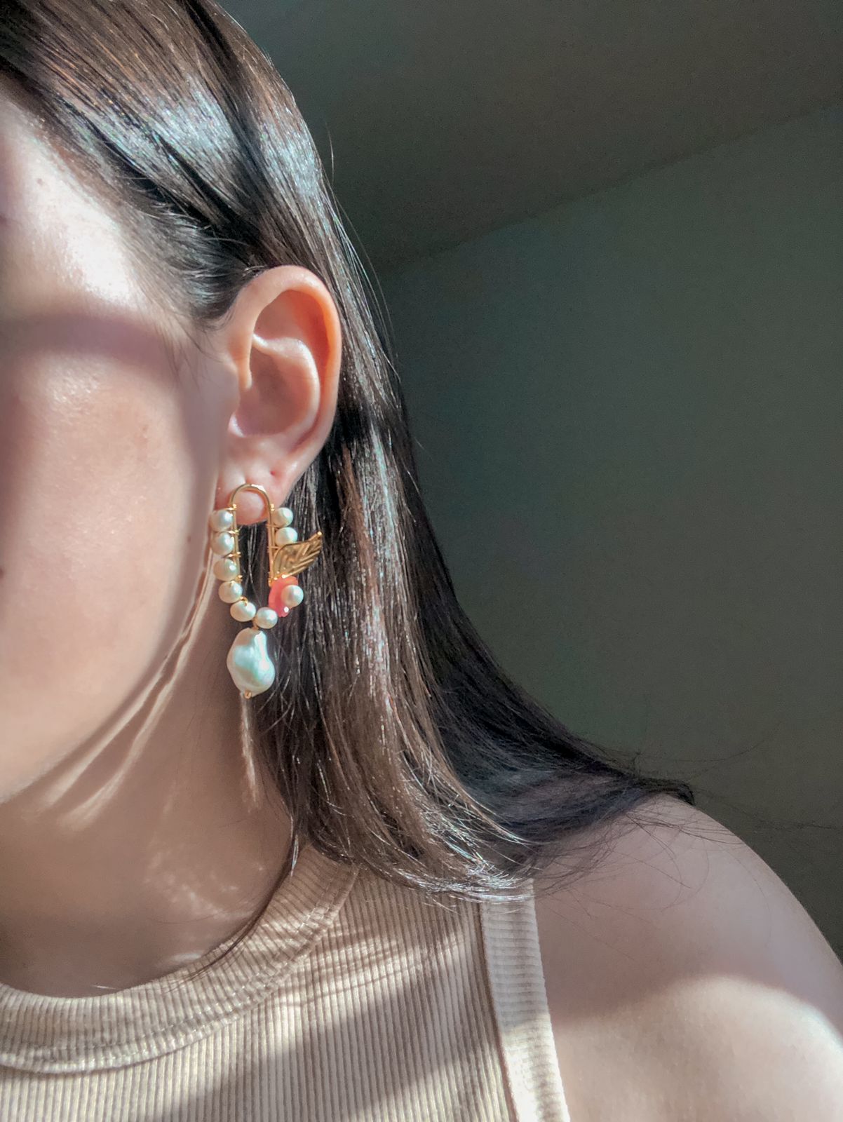 Oval pink earrings