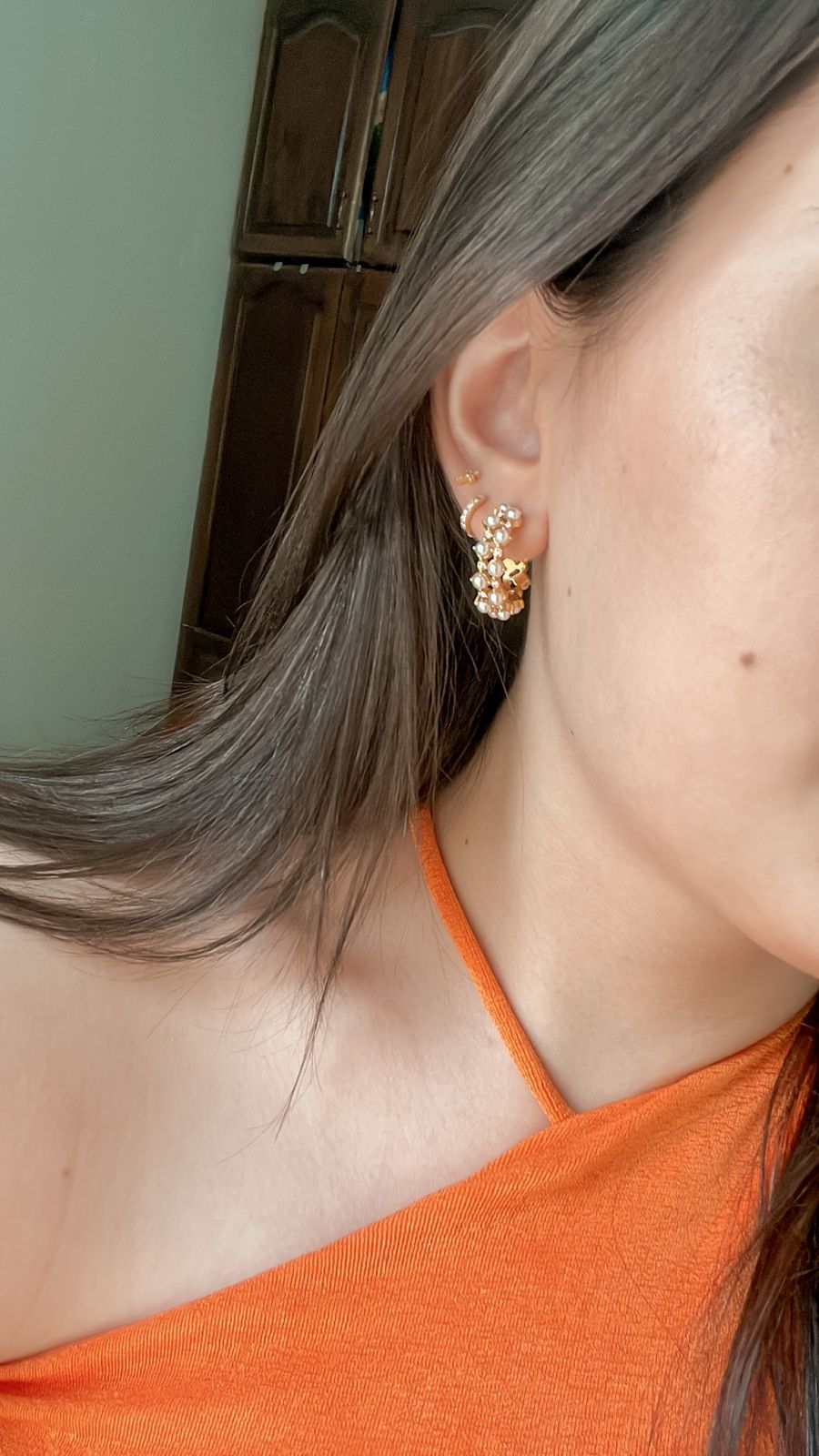 zigzag pearls hoops