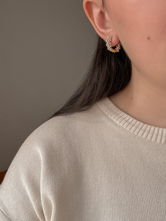 Delicate Pearl & Zircon Hoops