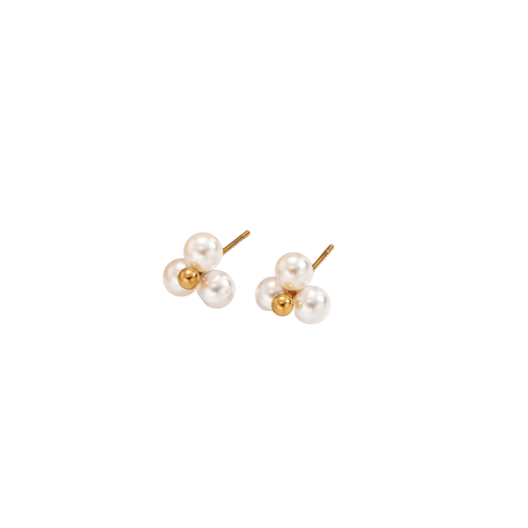 Mini pearl flowers studs