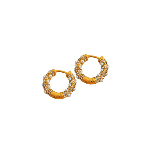 Delicate Pearl & Zircon Hoops