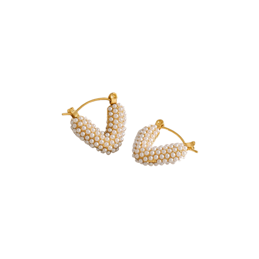 Mini V Pearl Hoops