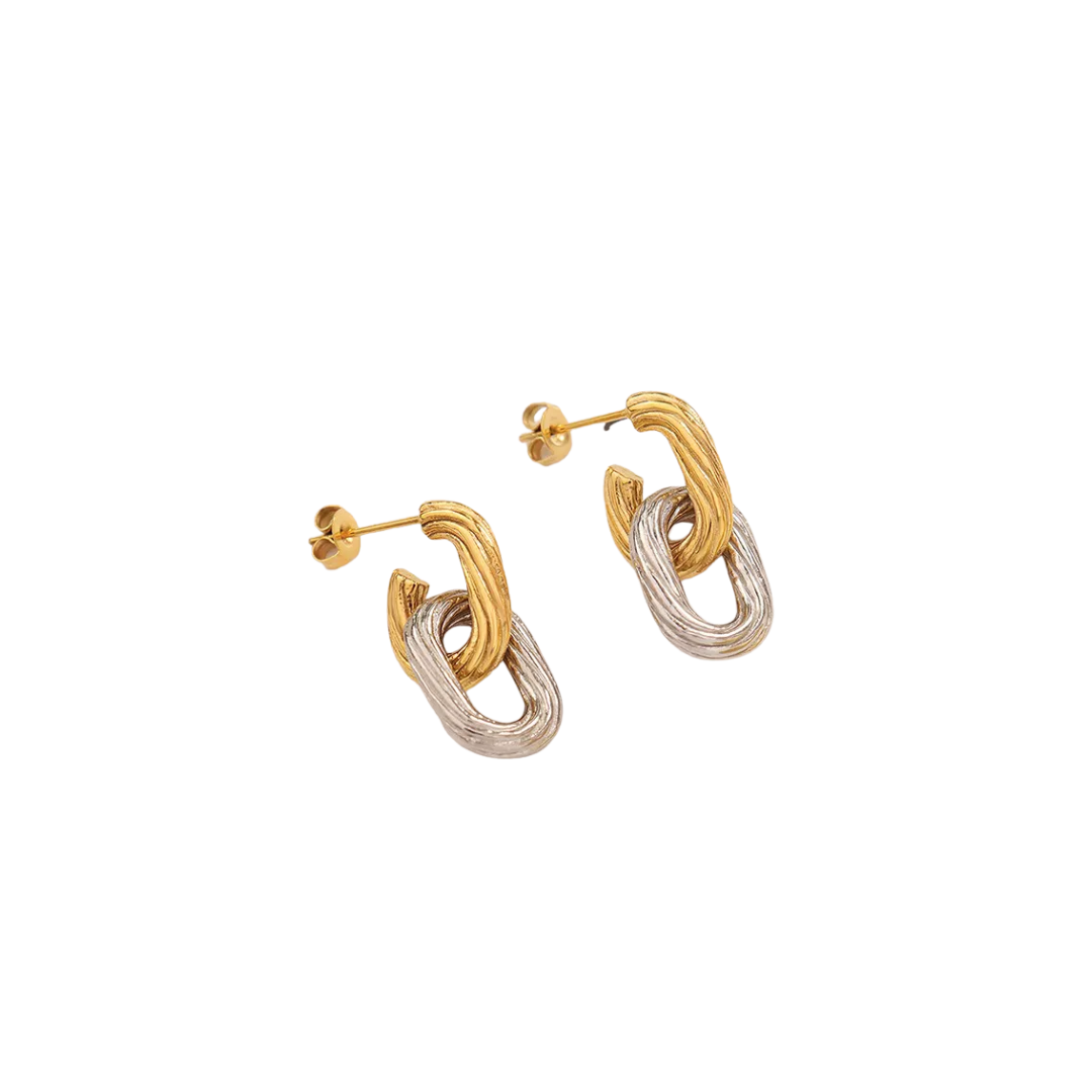 Oval two tone earrings
