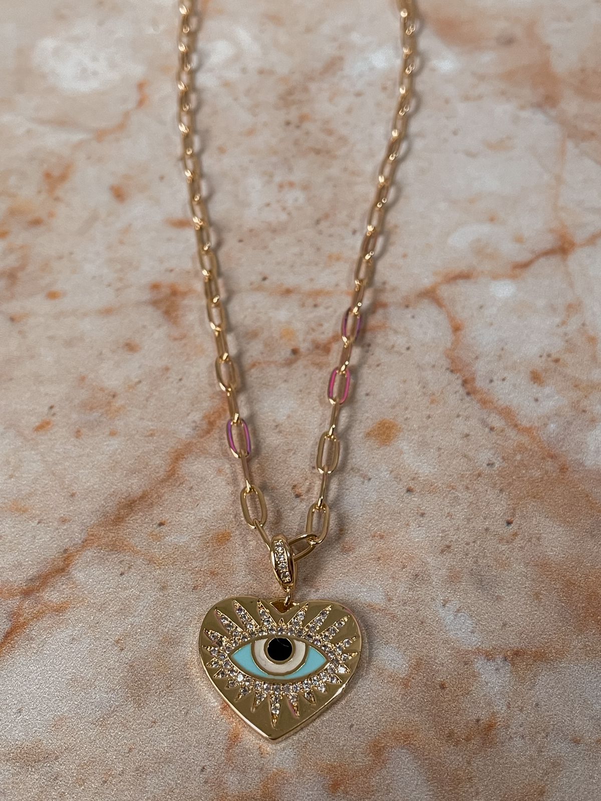heart+turkey eye necklace