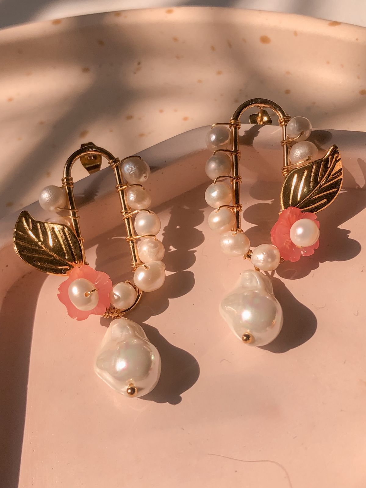 Oval pink earrings