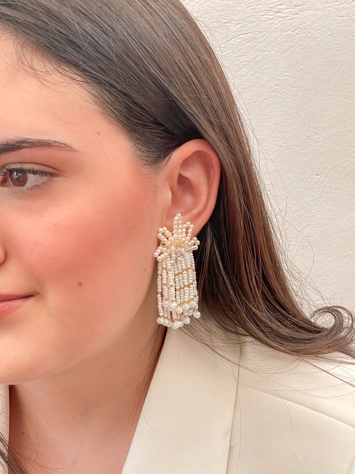 White Xmas earrings